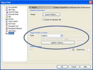 Hyperlink dialog